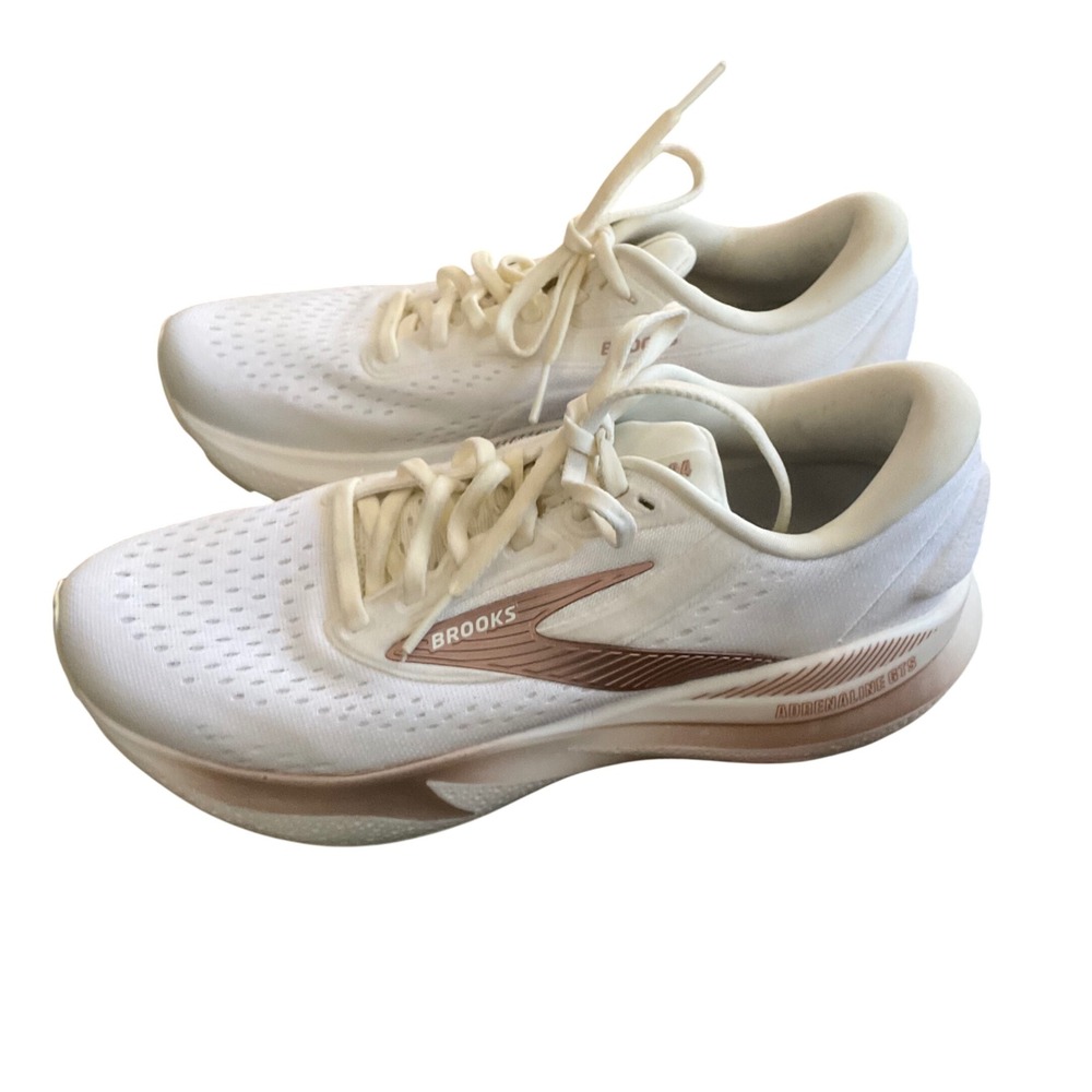 Brooks Adrenaline GTS 24 Womens 8.5 White Rose Gold Running Shoes